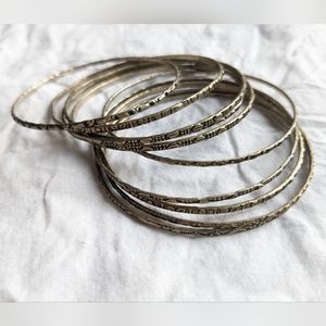 10 Bangle Bracelets from India - Metal w Patterns